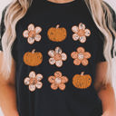 Black Large Molly Pumpkin Flower Graphic Top