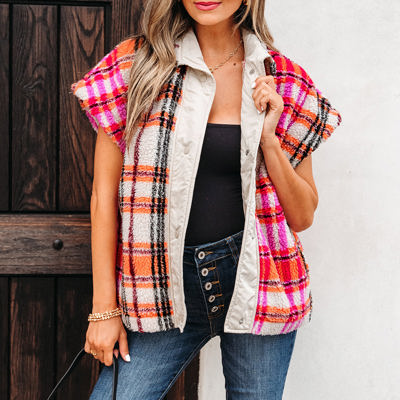 Molly Sherpa Plaid Jacket Vest
