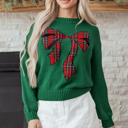  Monamara Bow Graphic Christmas Sweater