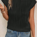 Black Small Monroe Wavy Texture Cap Sleeve Top