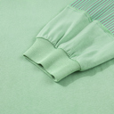  Moonlight Jade Color Block Striped Patchwork Collar V Neck Plus Size Sweatshirt