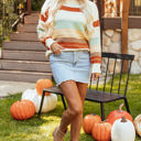  Morgan Crew Neck Drop-shoulder Striped Sweater