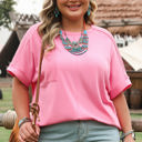 Bonbon 2X Morgan Plus Size Corded Pocketed Top