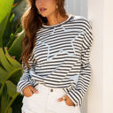  Morgan Stripe Starry Patch Casual Knit Top
