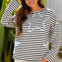Gray Stripe Small Morgan Stripe Starry Patch Casual Knit Top