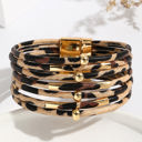  Multi-layer Leopard Beaded Magnet Buckle Bracelet