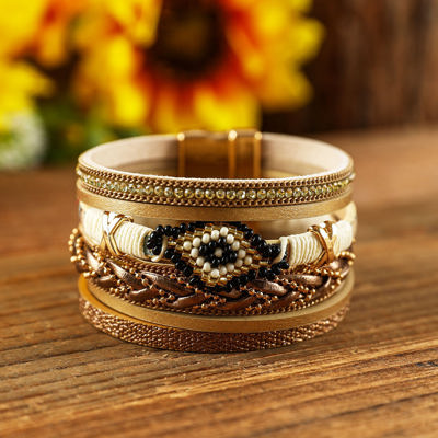 Multicolor Rhinestone Beaded Magnetic Buckle Bracelet