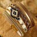  Multicolor Rhinestone Beaded Magnetic Buckle Bracelet
