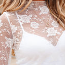  Myla Sheer Floral Lace Mesh Mock Neck Long Sleeve Top