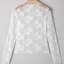 Myla Sheer Floral Lace Mesh Mock Neck Long Sleeve Top