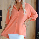  Mylah Corded Half Sleeve Button Up Loose Shirt