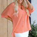  Mylah Corded Half Sleeve Button Up Loose Shirt