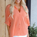  Mylah Corded Half Sleeve Button Up Loose Shirt