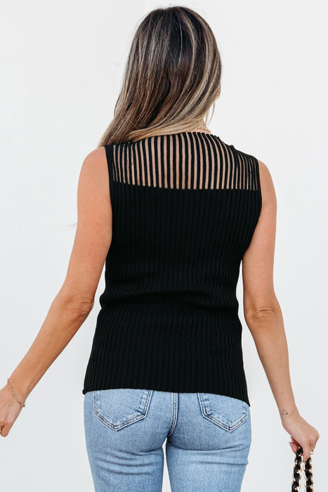 Nadia Ribbed Texture Mesh Sweater Vest