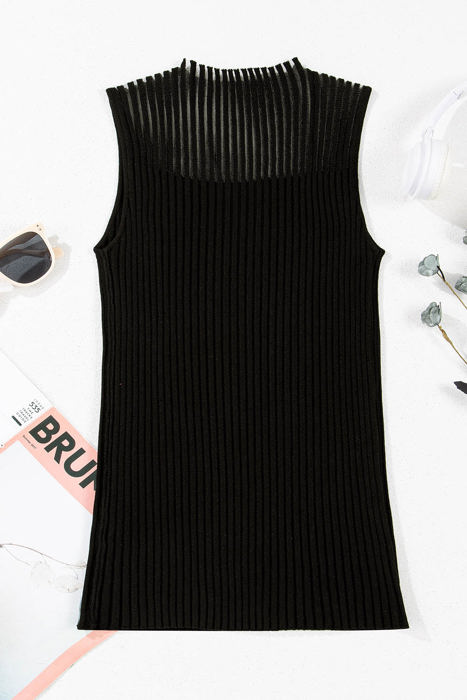 Nadia Ribbed Texture Mesh Sweater Vest