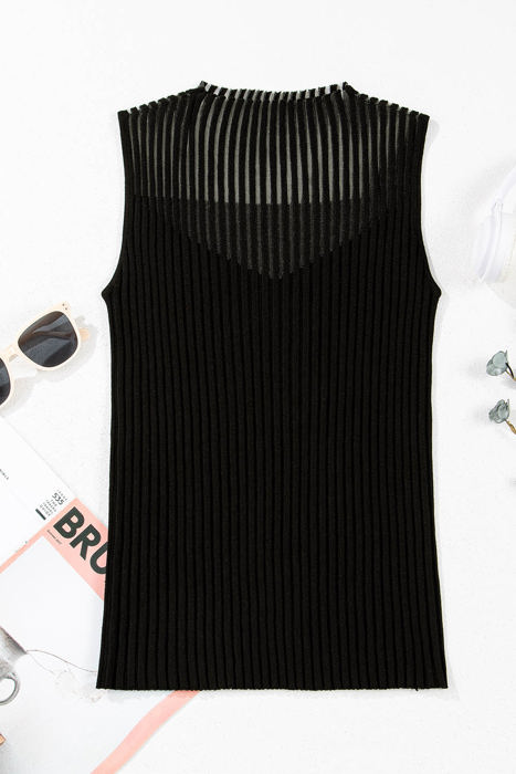 Nadia Ribbed Texture Mesh Sweater Vest