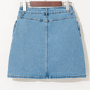  Nancy Acid Wash Bowknot Details High Waist Denim Skirt