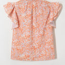  Nancy Floral Ruffle Sleeve Split Neck Blouse