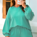 Sea Green 2X Naomi Drop Shoulder Pullover PLUS Top