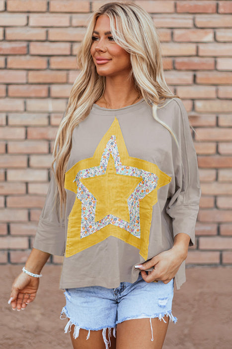 Naomi Floral Starbust Exposed Seam Mineral Wash Top