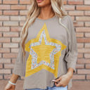 Medium Grey XL Naomi Floral Starbust Exposed Seam Mineral Wash Top