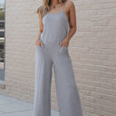  Naomi Pocket Spaghetti Strap Wide Leg Jumpsuit