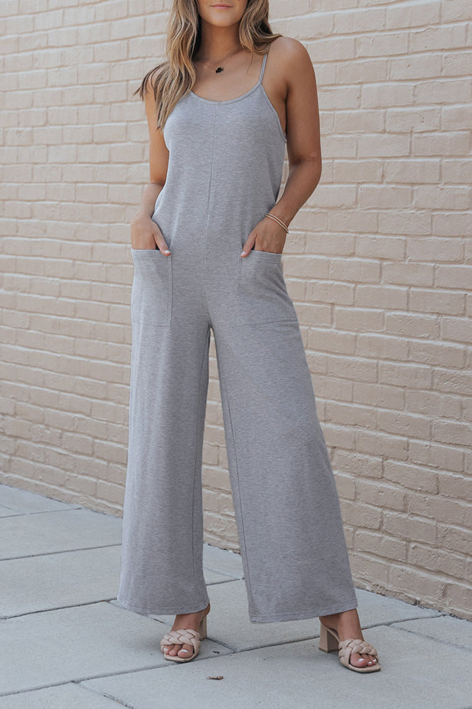 Naomi Pocket Spaghetti Strap Wide Leg Jumpsuit