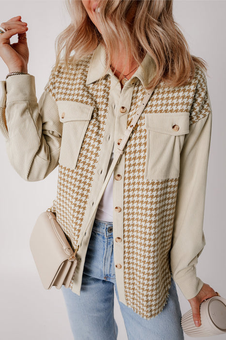 Nataly Corduroy Patchwork Flap Pocket Shacket