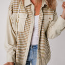 Beige XL Nataly Corduroy Patchwork Flap Pocket Shacket