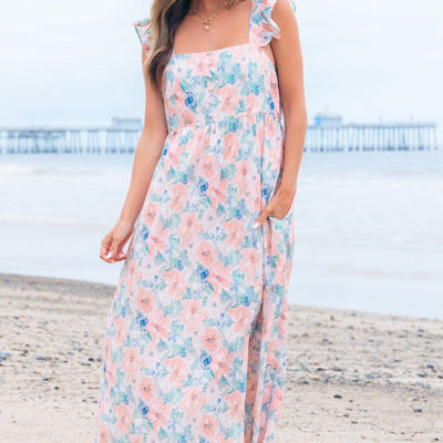Nataly Floral Square Neck Backless Long Dress
