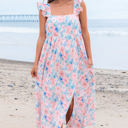  Nataly Floral Square Neck Backless Long Dress