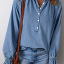 Blue Large Natasha Buttoned Denim Top