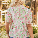  Natasha Floral Drawstring V Neck Peplum Blouse