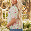  Natasha Floral Drawstring V Neck Peplum Blouse