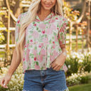  Natasha Floral Drawstring V Neck Peplum Blouse