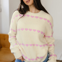 Pink Large Navy Valentine Ribbed Knit Sweater