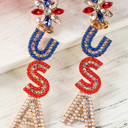  Naya Rhinestone Colorblock Usa Earrings