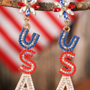  Naya Rhinestone Colorblock Usa Earrings