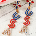  Naya Rhinestone Colorblock Usa Earrings