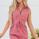  Nayeli Zipped Collar Drawstring Waist Dress