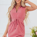  Nayeli Zipped Collar Drawstring Waist Dress