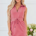  Nayeli Zipped Collar Drawstring Waist Dress