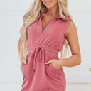  Nayeli Zipped Collar Drawstring Waist Dress