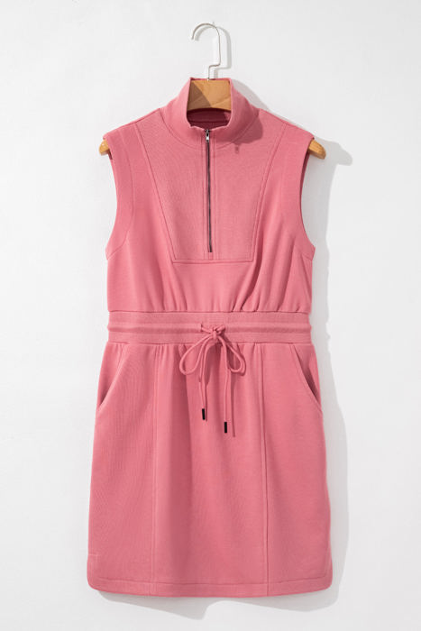 Nayeli Zipped Collar Drawstring Waist Dress