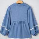  Nevaeh Lace Ric Rac 3/4 Puff Sleeve Collared Babydoll Blouse
