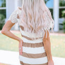  Nia Lace Crochet Short Sleeve Drawstring Striped Dress