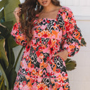 Pink Large Nicole Puff Sleeve Mini Dress