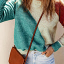 Multicolored XL Nicole Ribbed Trim Round Neck Sweater