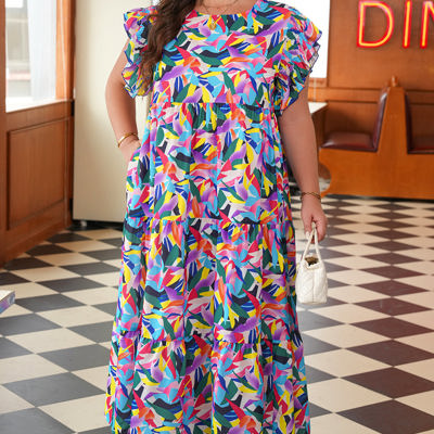 Noa Plus Size Ruffled Short Sleeve Maxi Dress