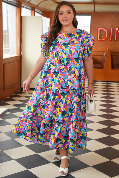 Noa Plus Size Ruffled Short Sleeve Maxi Dress